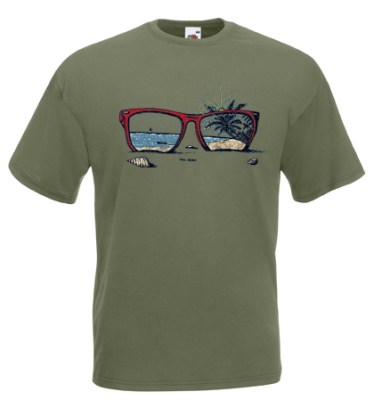 ΛΑΔΙ t-shirt FRUIT OF THE LOOM με στάμπα SUNGLASSES